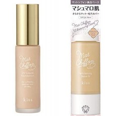 [세트 산다]키스 매트 쉬폰 UV리퀴드 파운데이션 02&amp;매트 쉬폰 UV화이트닝 베이스 N02자연 37g kiss(, 1