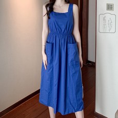 보라카이원피스 해외여행여름옷 코발트블루 나시 바스락원피스 밴딩 태국 여행