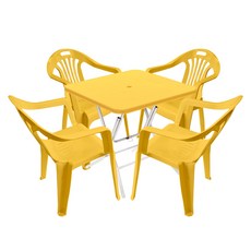 플라스틱테이블 야외테이블 편의점 포장마차 간이 접이식 테이블 의자 세트, 사각테이블+팔걸이의자, 옐로우
