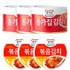 청정원 종가집 깔끔김치 160g x 3개 + 볶음김치 160g x 3개 캔김치 여행용 캠핑용, 깔끔김치3개+볶음김치3개