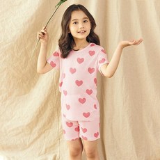 모이모이깜피 아동용 모달5부 반팔내의 실내복 상하세트 라이트하트