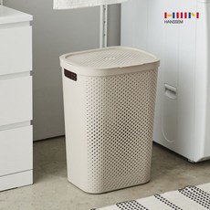 [천삼백케이] [한샘] 도트 플라스틱 빨래함 라이트브라운 대용량 뚜껑 빨래, 01.도트 플라스틱 빨래함라이트트라운