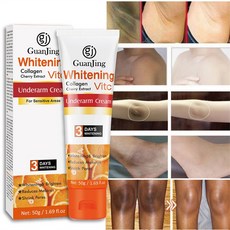 Guanjing 겨드랑이 무릎 미백 바디크림 색소침착 화이트닝 크림 은밀한 부분 핑크 에센스, 50g X