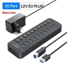 ORICO산업용 USB 30 허브 7101316 ABS OTG 분배기 12V 전원 어댑터가 있는 OnOff 스위치 컴퓨터용 충전기 지원, 1개