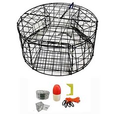 KUFA Vinyl Coated Round Crab Trap with Crabbing Accessory KUFA 비닐 코팅 원형 게잡이용 게잡이 액세서리 키트(CT110+CEM1, black, 1개