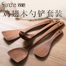 더블 건 나무 주걱 가정용 요리 나무 실리콘 스테인레스 스틸 비 스틱 조리기구 특수 수프 숟가락 튀김 주방 세트, 본문참고, 선택 = 와인 레드, 본문참고