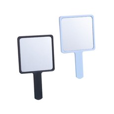 사각 휴대용 손거울 2세트 파스텔 컬러 미니 거울 뷰티 소품 심플 핸드미러, 블랙+블루, 2개입