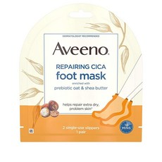 Aveeno 리페어 CICA 풋 마스크 프리바이오틱 리와 시어 버터 건조한 피부 모이스처라이징 일회용 슬리퍼 1쌍 3