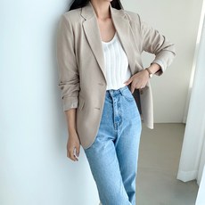 루즈핏 뒤트임 린넨 투 버튼 자켓