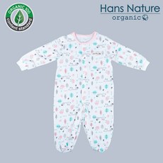 한스네이처 무형광 순면 오가닉 여우 우주복 핑크 hansnature