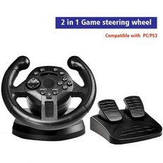 레이싱휠거치대 레이싱게임 레이싱휠 ps3pc 용 데이터 개구리 레이싱 게임 스티어링 휠 컴퓨터플레이 스테이션 3 용 스로틀 브레이크가있는 이중 진동 스티어링 휠, 2 in 1, 1개