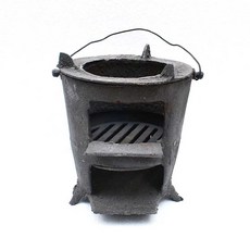장작 화로 캠핑 야외 바베큐 그릴 화로대 불멍 주철, (중형 주철 장작 난로), 1개