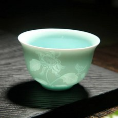 중국 쿵푸 찻잔 그림자 녹색 매화 난초 대나무 국화 물고기 세라, 16.Azure Chrysanth.., 1개