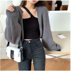 [Lunailed] 여성 데일리 루즈핏 볼레로 크롭 가디건