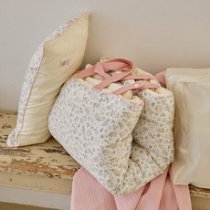 돗투돗 퓨어코튼 리버서블 휴대용 낮잠패드+베개커버 (속통 포함), 플라워베베바니 (핑크)
