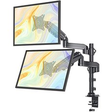 ErGear 듀얼 모니터 스탠드 조절 식 가스 스프링 암 모니터 데스크탑 스탠드 VESA 스탠드 75100mm C- 클램프 포함 그로밋 장착 17.8lbs의 대부분의 평면 곡면 디스플레이에 적합, 본상품