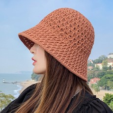 준캡 봄 여름 가을 물결꽈배기 II 시원한 밀짚모자 해변모자 여성 여자 모자 버킷햇