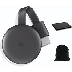 스트리밍 미디어 플레이어 장치 미디어박스 상자 Google Chromecast HDMI 케이블이 있는 휴대폰에서 TV로 쇼 음악 사진 및 스포츠 파우치 청소용 천 포함일본어 버 - 미디어플레이어장치