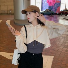 여성용 불규칙한 크롭 후드티 시크하고 심플한 후드 탑 댄스 운동 볼레로 햇빛 가리개 겉옷 느슨한 스웨터 부드러운