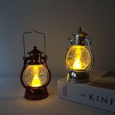 귀여운 미니 작은 휴대용 감성 캠핑용 무드등 차박 건전지 호롱불 LED 랜턴 호야등, 실버
