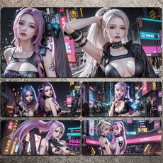 애니메이션 AI 미소녀 게이밍 장패드 35종 마우스 패드 5mm, 400x900mm, 2