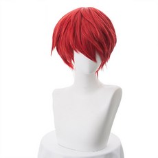 암살 교실 Karma Akabane / Akashi Seijuro / Sasori 짧은 불꽃 빨간 코스프레 가발 의상 고온 섬유