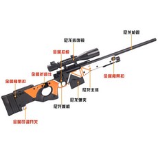제트 이글 AWM II 시모프 소프트 건 쉘 총 나일론 장난감 은 소년 저격 성인 M24 모델을 강탈 할 수 있습니다, 제트 이글 오렌지 블랙 AWM, 총 5 개의 탄피 + 10 개의