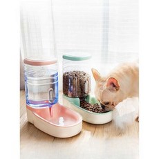 강아지 고양이 급수기 급식기 반자동 급식기 급수기, 급수기+사료공급기-민트, 1개