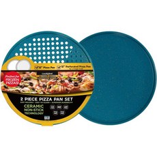 casaWare 2pc 얼티밋 피자팬 세트 1 세라믹 코팅 논스틱 12인치 타공 실버 화강암, Blue Granite, 1개