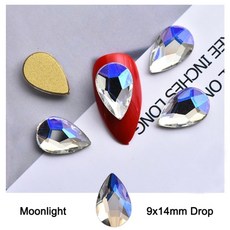 큰 네일 아트 라인 석 9x14mm 빗방울 k9 크리스탈 유리 3d 패션 손톱 diy 장식 액세서리, 달빛 20개, 1개