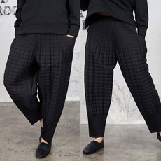 벅시루 여성 여자 퀼팅 플리츠 배기 똥싼바지