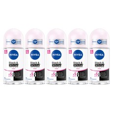 니베아 블랙 앤 화이트 인비저블 클리어 데오 롤온 50ml, 5개