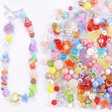 120개 아크릴 모둠 구슬 믹스 컬러 플라워 하트 버터플라이 캔디 파스텔 플라스틱 귀여운 원형 팔찌 보석 만들기 목걸이 DIY 공예품, S11-mix