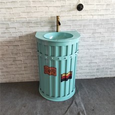 앤틱 빈티지 세면대 미용실 홈 인테리어 소형 개수대 간이 보조 싱크대 예쁜 수입 세면기, 화이트블루
