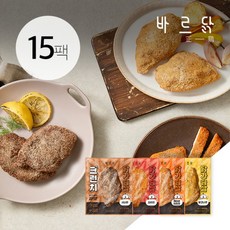 [바르닭] 바삭한 크런치 닭가슴살 4종 15팩, 90g, 15개