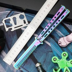 휴대용 접이식 나비 빗 CSGO 발리송 트레이너 스테인레스 스틸 포켓 연습 훈련 도구 야외 게임, 01 Laser comb