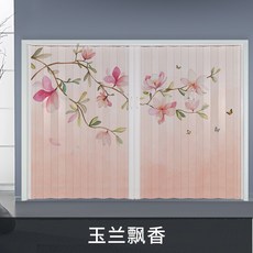 자바라 PVC프린팅 접이식 미닫이문 방화 도난방지 매장 미닫이문커튼 주방 기름연기방지 거실 보온 격리문, T22-난초 향기, 기본