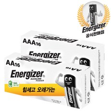 [에너자이저] 알카파워 알카라인 AA16입+AAA16입건전지 / 장난감 도어락 리모컨 자동차키 Energizer