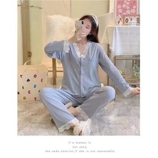 여성 잠옷 여자 잠옷 상하의 세트 여성 잠옷 레이스 심플 시크 투피스 홈웨어