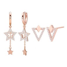 14K pin 원터치링 Gold 로즈골드 큐빅 귀걸이 plu*387tv
