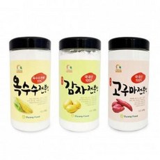 국내산 100프로 옥수수전분맛 감자전분맛 고구마전분맛 용기에 담겨있는 전분 감자 고구마 옥수수, 햇살빚은 고구마전분맛 470g용기