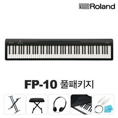 롤랜드 디지털 피아노 FP-10 포터블 전자피아노 Roland FP10, 본품+쌍열스탠드, 건반 케이스 (쿠션내장)
