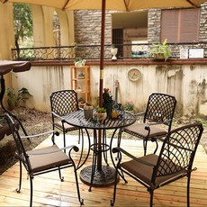 엔틱 야외 테이블 의자 세트 4인 2인 철제 정원 베란다 카페 매장 티테이블, 레드 브론즈2인용