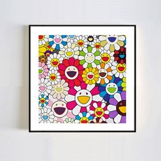 무라카미다카시 카이카이키키 팝아트 스마일 액자 해바라기그림 도라에몽, E, 70x70cm, 블랙