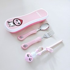 릴팡 카카오프렌즈 어피치 키즈교정젓가락 젓가락+스푼+포크+케이스 4종 세트 오른손용 1단계, 1개