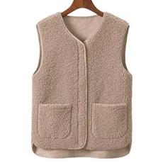 뽀글이조끼 여성용 루즈핏 포켓 지퍼 뽀글이 조끼 Women's vest