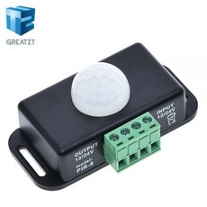 DC모션PIR스위치열감지센서  GREATZT DC 12V 24V 8A 자동 조정 PIR 모션 센서 스위치 IR 적외선 감지기 조명 모듈 LED 스트립 라이트 램프 1개 