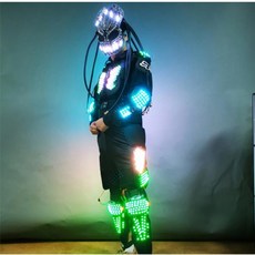 아머 로봇 댄스 할로윈 코스프레 애니메이션 나이트 클럽 바 쇼 빛나는 정장 파티 LED 레이브 의상