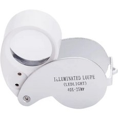 LED 조명 보석 루페 돋보기 빛 다이아몬드 눈 돋보기 보석 골동품 동전 우표용 40X-25mm, 한개옵션1, 2) WHITE