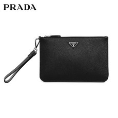 명품 PRADA 2VF024 9Z2 F0002 사피아노 가죽 스트랩 클러치백